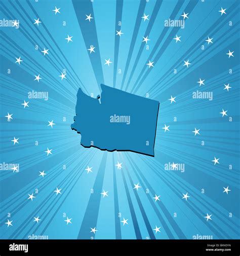 Blue Washington map Stock Photo - Alamy