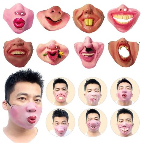 Halloween Latex Half Face Mask Face Cover Funny Funny Scary Performance Mask Makeup Ball Male