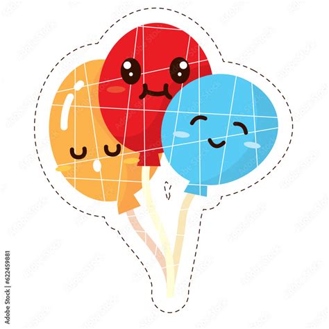 Isolated colored cute happy birthday balloon emoji sticker Vector Stock Vector | Adobe Stock