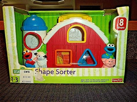 Sesame Street Animal Barn Shape Sorter Toy 2003 New W Elmo And Cookie