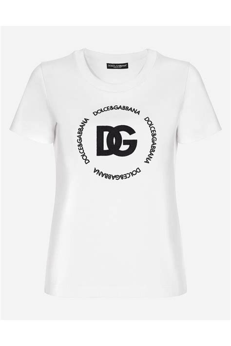 Dolce And Gabbana Interlock T Shirt With Dg Logo White Editorialist