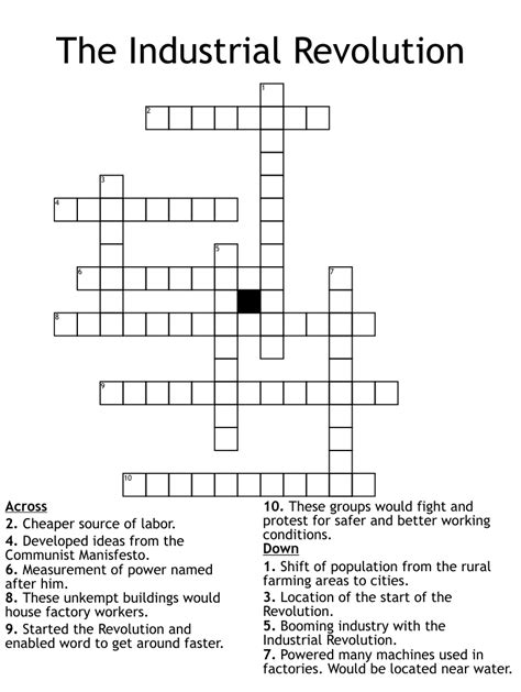 The Industrial Revolution Crossword Wordmint