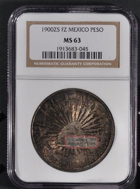 1900 Zs Fz Ngc Ms63 Mexico Peso Toned