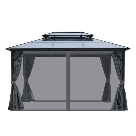 Staykiwi 10 Ft X 13 Ft Outdoor Black Gray Aluminum Hardtop Gazebos