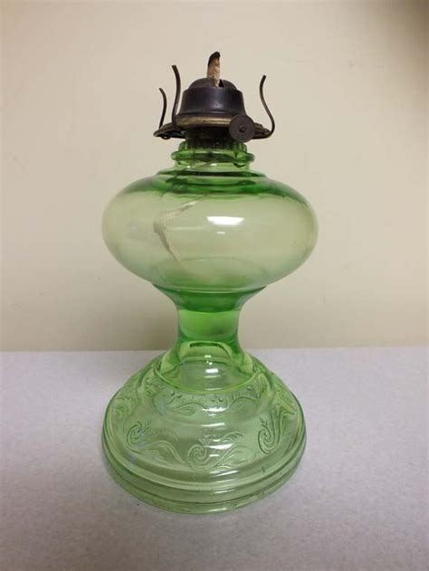 Antique Vaseline Uranium Glass Lamp Bodnarus Auctioneering