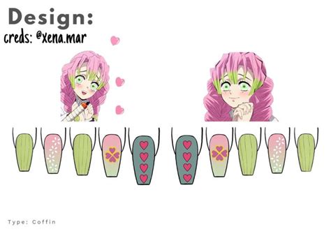 Mitsuri Inspired Nails Anime Nails Really Cute Nails Goth Nails