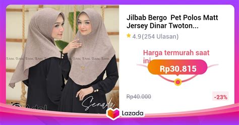 Jilbab Bergo Pet Polos Matt Jersey Dinar Twotone Misty Super Premium