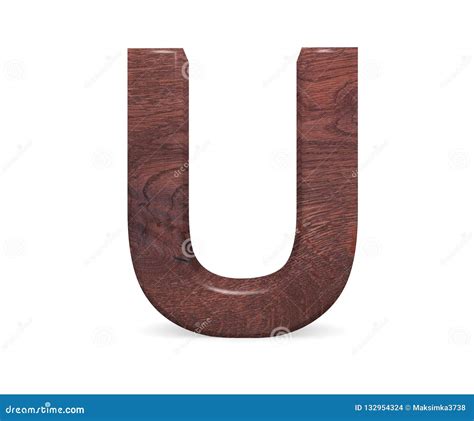 3D Brown Decorativo Lustrou O Alfabeto De Madeira Letra Principal U