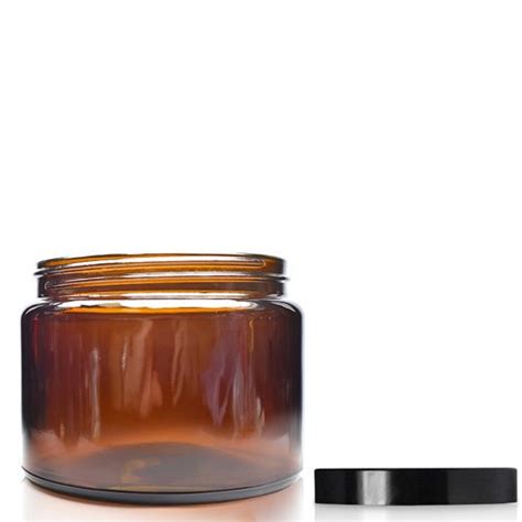 500ml Amber Glass Ointment Jar Black Urea Cap Ampulla LTD