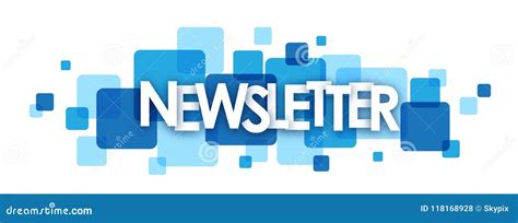 NEWSLETTER Banner On Overlapping Blue Squares Vector Illustration ...