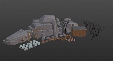 3d Model Graveyard Vr Ar Low Poly Cgtrader