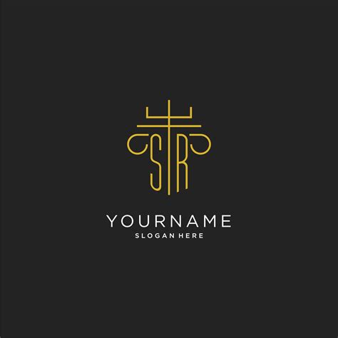 SR initial with monoline pillar logo style, luxury monogram logo design for legal firm 26581874 ...