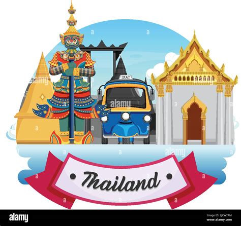 Bangkok Thailand Landmark Logo Banner Illustration Stock Vector Image