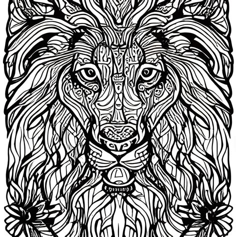 Lion Coloring Pages For Adults Simple Style Creative Fabrica