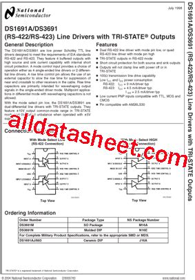 Ds Datasheet Pdf National Semiconductor Ti