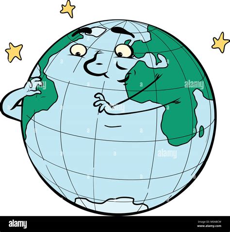 Charakter Der Planet Erde Denkt Kologie Und Umwelt Comic Cartoon Pop