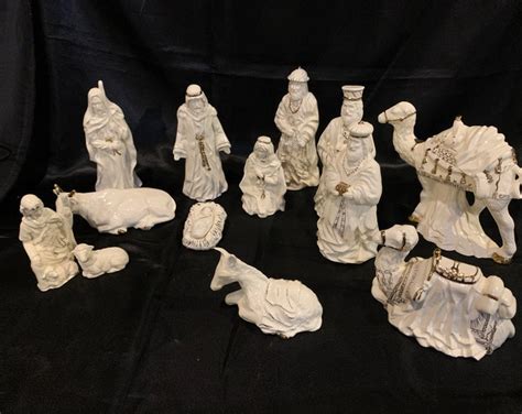 Vintage Large Nativity Set Porcelain With Hard Glaze Hand Painted Gold ...