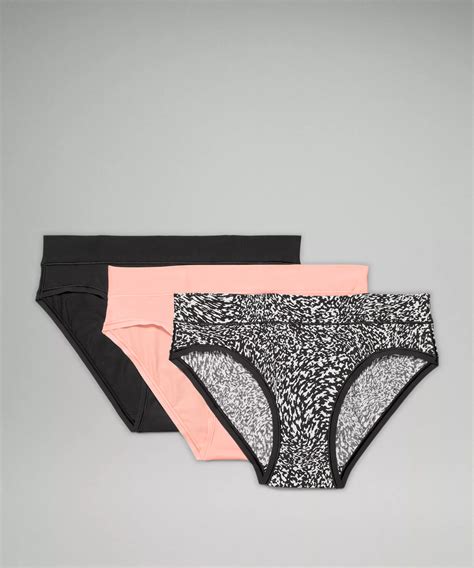 Lululemon Underease Mid Rise Bikini Underwear Pack In Black Dew Pink