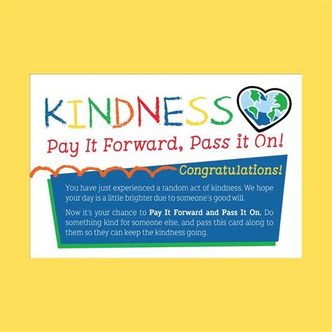 Kindness Cards Pay It Forward Pass It On Random Acts Of Etsy Random