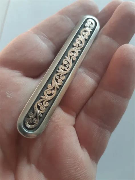 Ancienne Broche En Argent Massif Et Vermeil Art Nouveau Eur