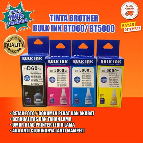 Jual Tinta Brother Bt D Cmyk Original Bulk Ink Untuk Printer Dcp