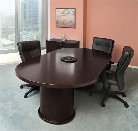 Wood Veneer Racetrack Espresso Conference Table 6 12 Foot Direct