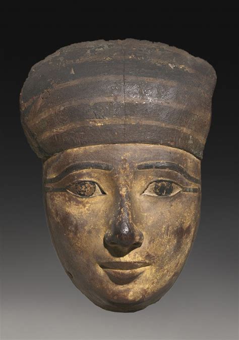 An Egyptian Polychrome Wood Mummy Mask 22nd Early 25th Dynasty Circa