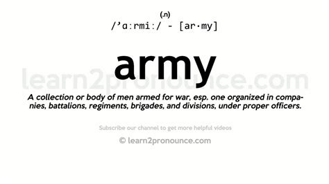 Pronunciation Of Army Definition Of Army Youtube