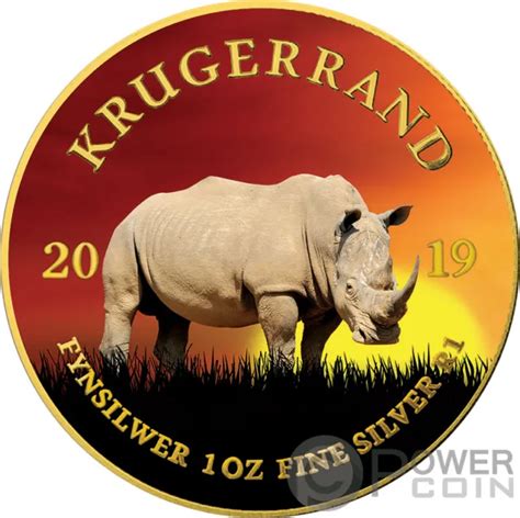 RHINO KRUGERRAND BIG Five 1 Oz Silver Coin 1 Rand South Africa 2019 EUR