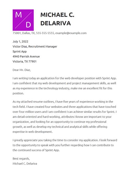 Cover Letter Examples For Resume