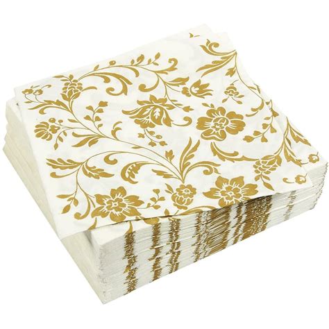 100 Pack Gold Decorative Luncheon Paper Napkins For Wedding