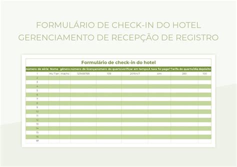 Modelos de Planilhas Formulário De Check In para Microsoft Excel e