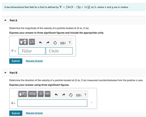 Solved A Two Dimensional Flow Field For A Fluid Is Define