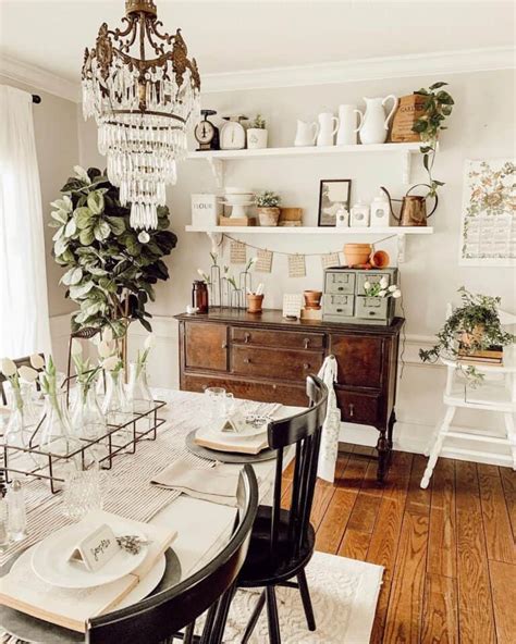 Farmhouse Dining Room with Dark Wood Sideboard - Soul & Lane