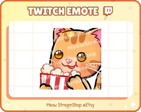 Twitch Emote / Cute Orange Cat Popcorn, Eating Popcorn, Eat, Watch, Movie Time, Chill Emotes ...