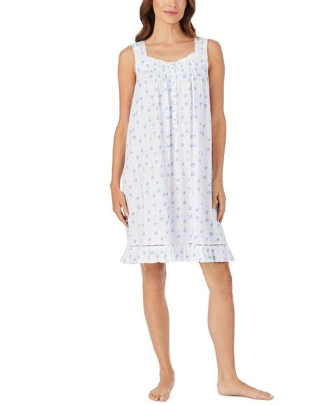 Eileen West Lace Trim Floral Print Nightgown Macys