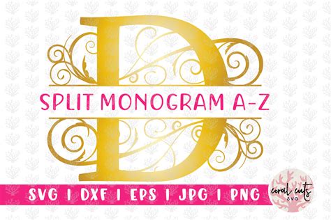 Decorative Swirl Split Monogram A To Z Graphic By Coralcutssvg