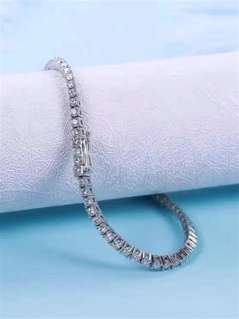 Sterling Silver Cubic Zirconia White Minimalist Link Bracelet