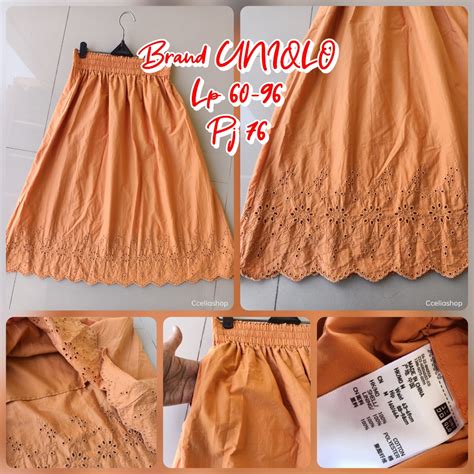 Uniqlo Skirt Katbol Mustard Fesyen Wanita Pakaian Wanita Gaun