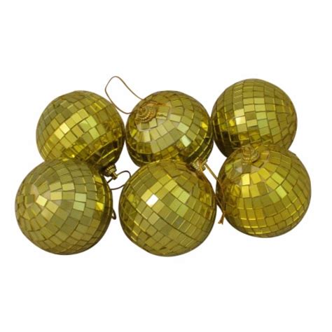 Northlight 6ct Gold Mirrored Glass Disco Ball Christmas Ornaments 275 70mm 60000 Kroger