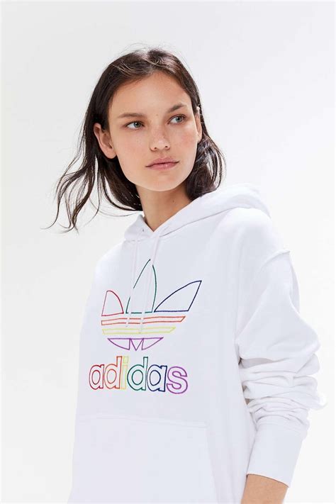 adidas Cotton Adidas Pride Rainbow Trefoil Hoodie Sweatshirt in White ...