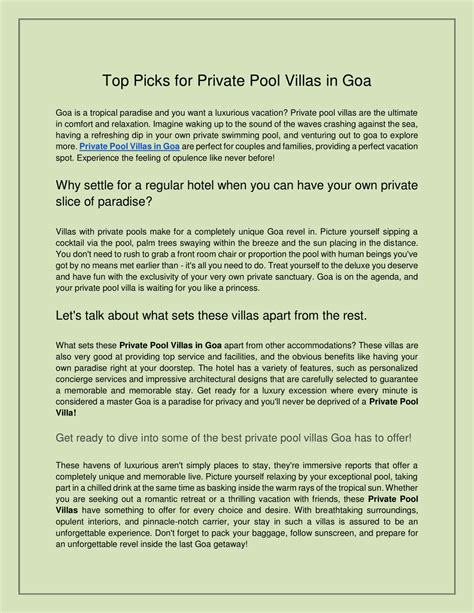 Ppt Top Picks For Private Pool Villas In Goa Powerpoint Presentation