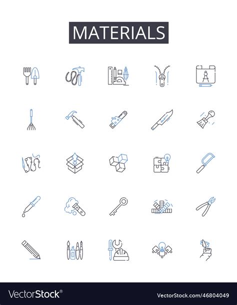 Materials Line Icons Collection Comestibles Vector Image