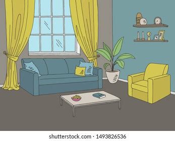 Living Room Graphic Color Home Interior Stock Vector (Royalty Free) 1493826536 | Shutterstock