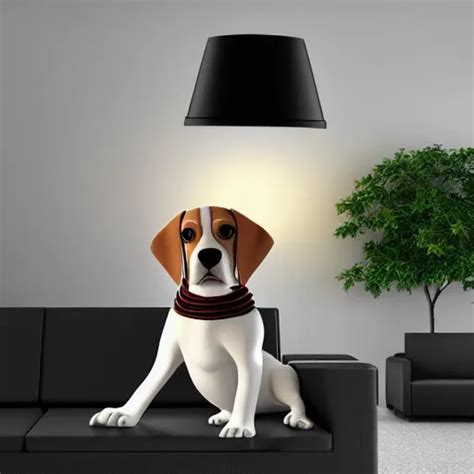 A Large Lamp Shaped As A D Beagle Puppy Head Placed Stable