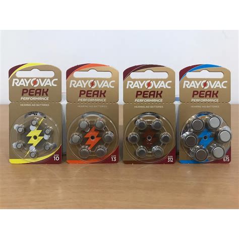 Rayovac Peak Zinc Air Hearing Aid Batteries Size 10 13 312 675