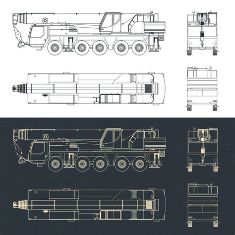 mobile crane blueprints  vector art  vecteezy
