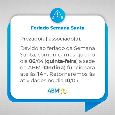 Hor Rio De Funcionamento Na Semana Santa Abm