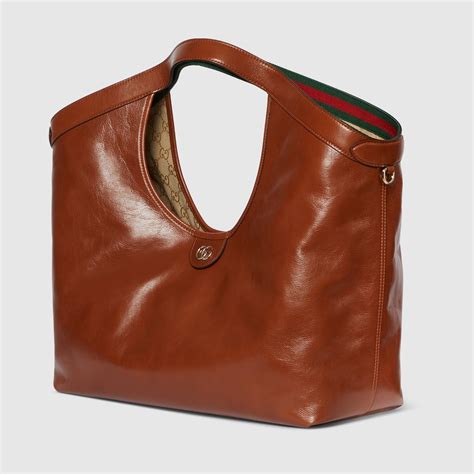Gucci Giglio Large Tote Bag In Dark Brown Leather Gucci® Za