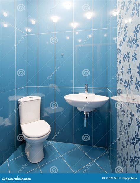 Toilet Room In Blue Colors Stock Photos Image 11678723